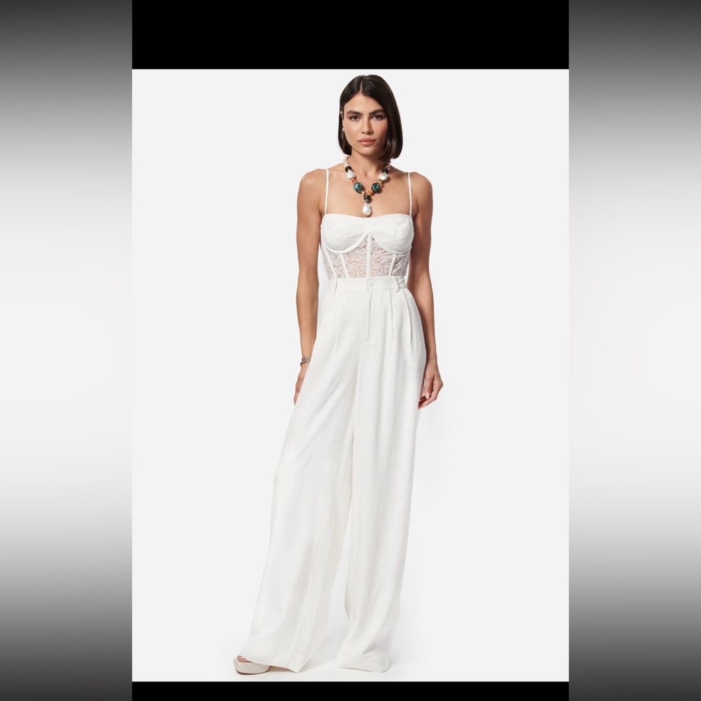 Cami nyc TWILL WIDE LEG PANT WHITE new